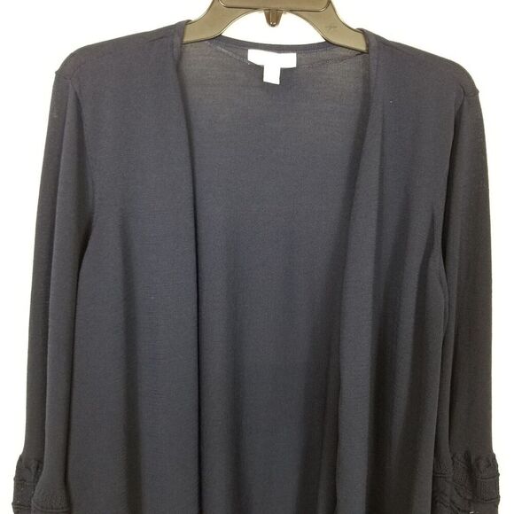 Charter Club Women Plus Lightweight Open Front Cardigan Sz 3X Navy Crochet - Picture 2 of 6